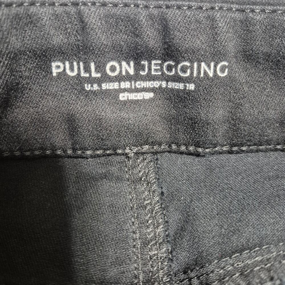Chico's Denim Pull-on Jegging Women 1 (U.S. 8) Black Jeans Slimming Flattering - Picture 4 of 11